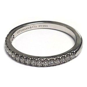 Platinum Half Circle Diamond Wedding Ring Size 6